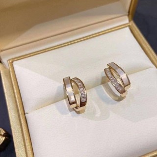 貝殼紋鑽石雙環耳環